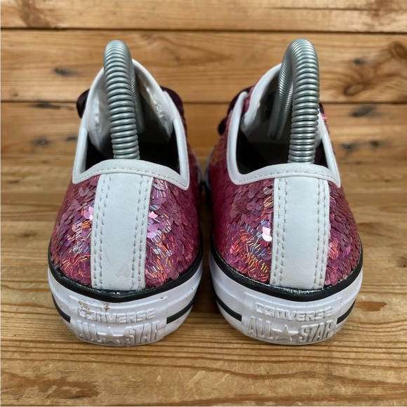 CONVERSE All Star Trainers Size UK 4 Womens Pink Sequin Glitter Lace Up Shoes - Picture 5 of 13